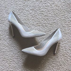 White Mesh Pumps